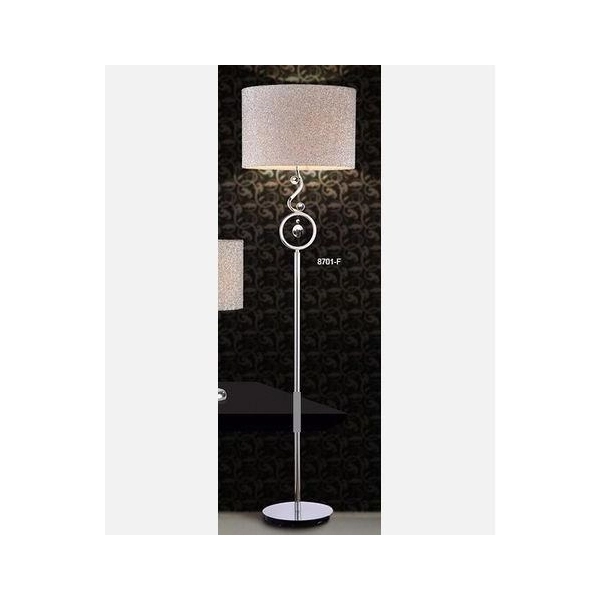 PODŁOGOWA LAMPA ZE SREBRNYM KLOSZEM